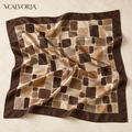 VCALVORIA™ Tessara Women’s Large Silk Twill Scarf — Mosaic Tile Print Square Neck & Hair Scarf