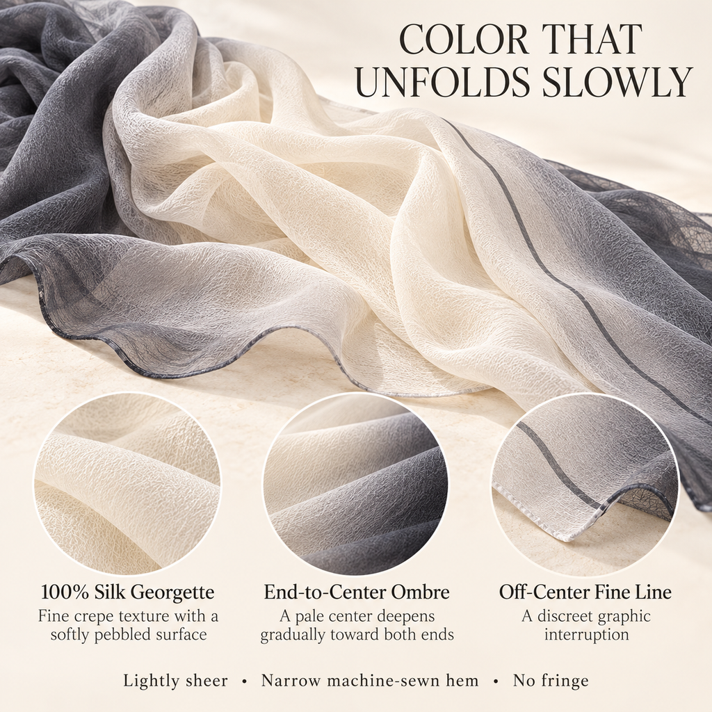 VCALVORIA™ Ombrelle Women’s Long Silk Georgette Scarf — Ombre Evening Wrap & Lightweight Shoulder Shawl